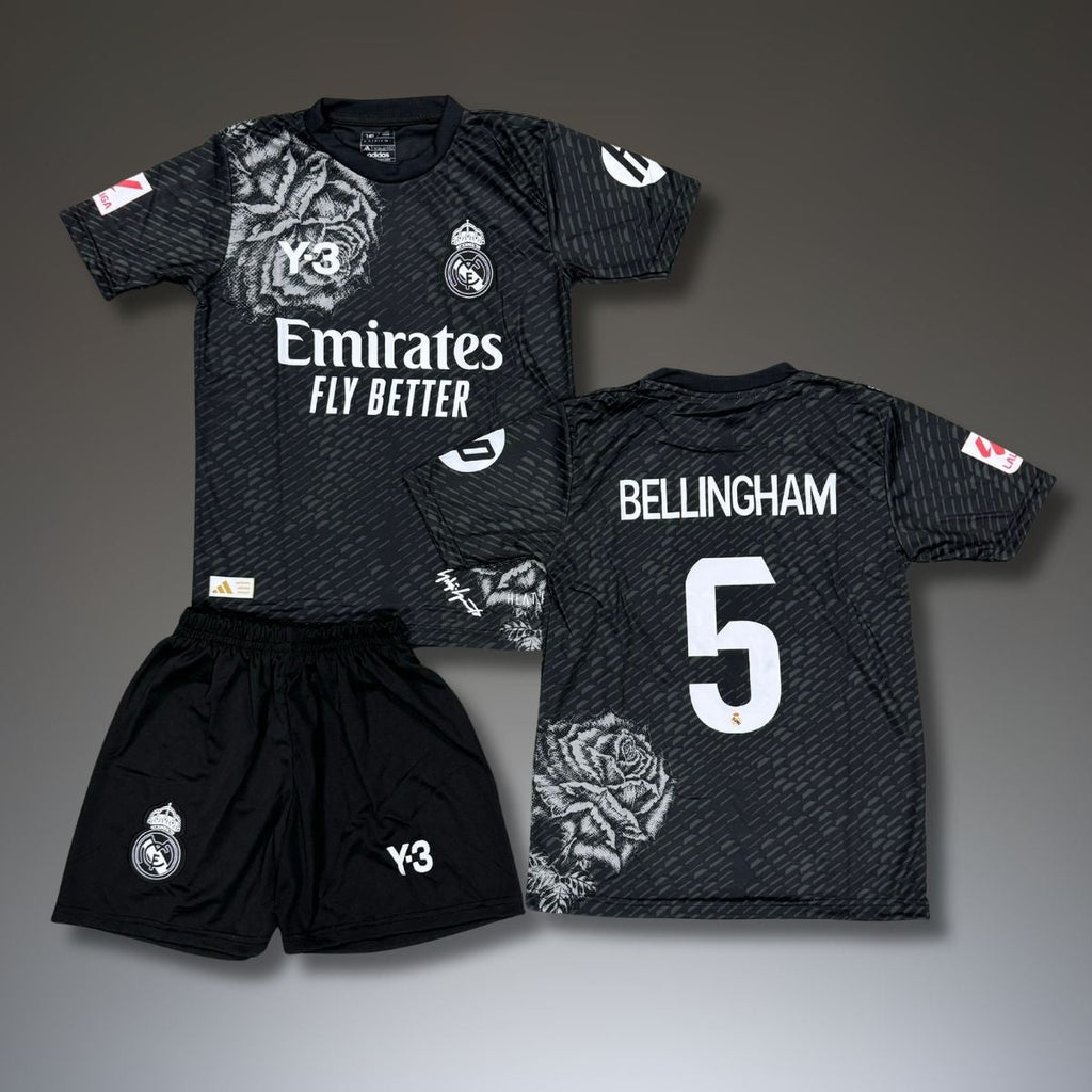 Set de joc fotbal, copii și tineri, negru, Real Madrid, Bellingham. Y3 ediție 24/25