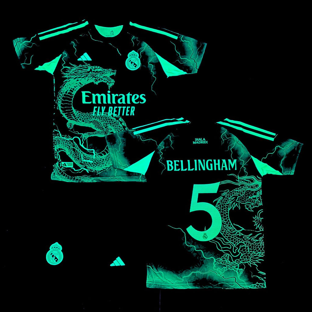 Set de joc fotbal fluorescent, copii și tineri, Real Madrid, Bellingham. Ediția dragon neon verde 2025