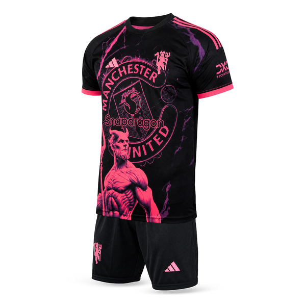 Set de joc fotbal fluorescent, copii și tineri, Manchester United, Ronaldo. Ediție neon cu diavolul roz 2025