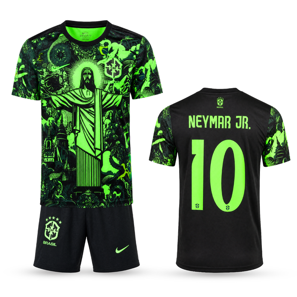 Set de joc fotbal fluorescent, copii și tineri, Brazilia, Neymar. Ediție verde neon 2025