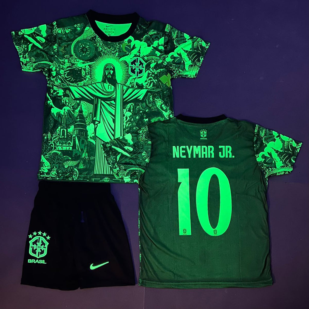 Set de joc fotbal fluorescent, copii și tineri, Brazilia, Neymar. Ediție verde neon 2025