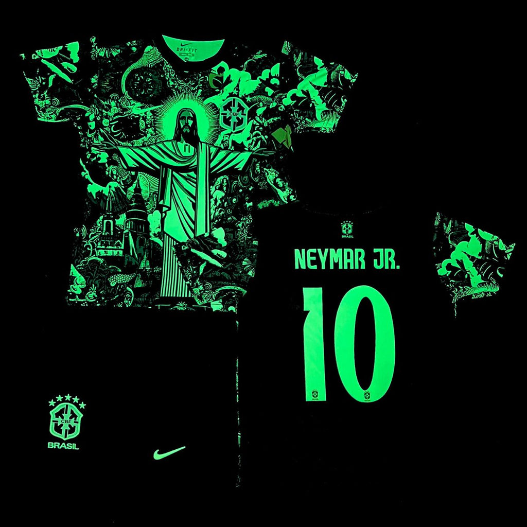 Set de joc fotbal fluorescent, copii și tineri, Brazilia, Neymar. Ediție verde neon 2025