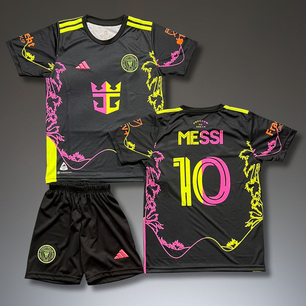 Set de joc fotbal fluorescent, copii și tineri Inter Miami, Messi. Ediție neon palmier
