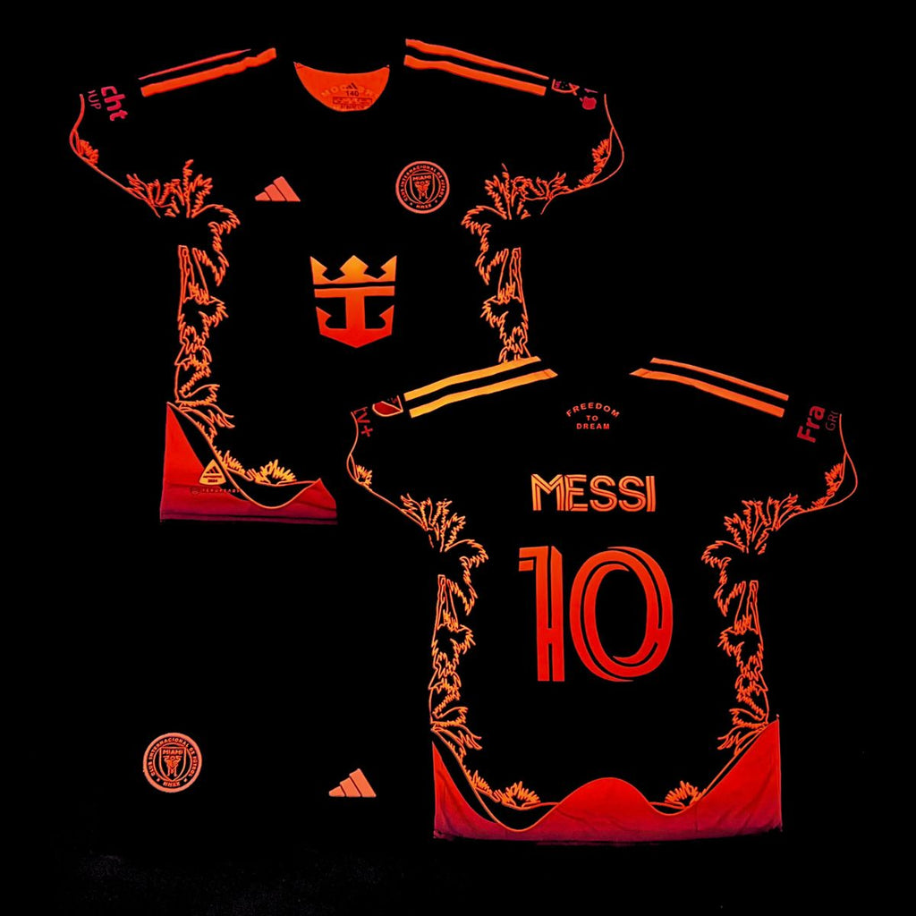 Set de joc fotbal fluorescent, copii și tineri Inter Miami, Messi. Ediție neon portocaliu