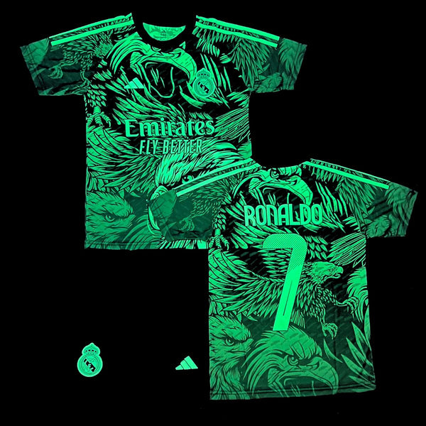 Set de joc fotbal fluorescent, copii și tineri Real Madrid, Ronaldo. Ediție verde neon cu vultur