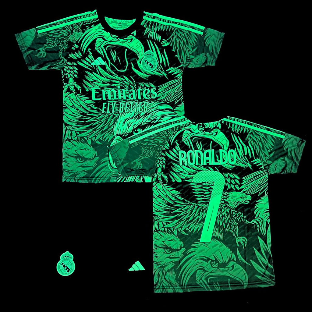 Set de joc fotbal fluorescent, copii și tineri Real Madrid, Ronaldo. Ediție verde neon cu vultur