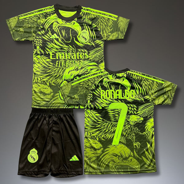 Set de joc fotbal fluorescent, copii și tineri Real Madrid, Ronaldo. Ediție verde neon cu vultur