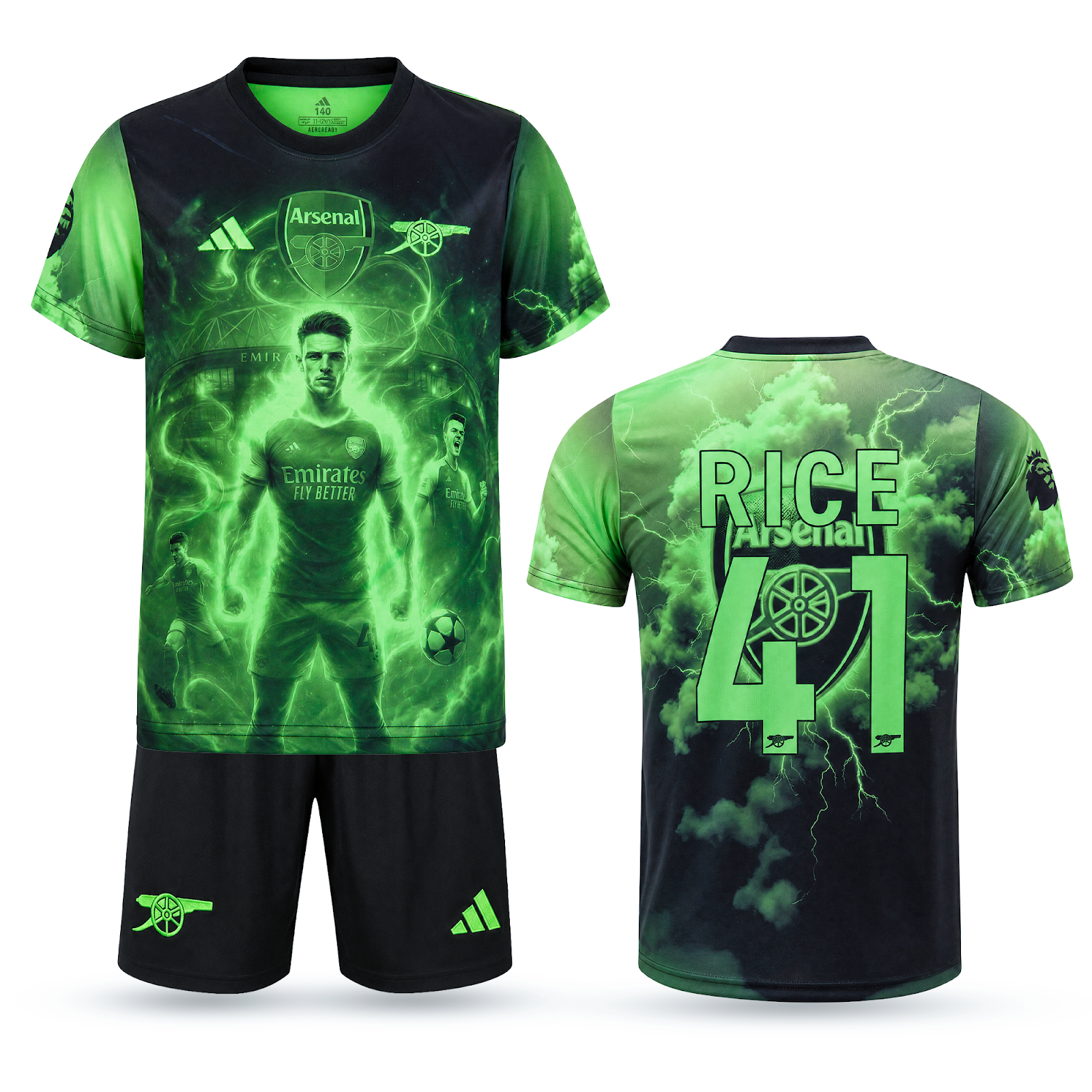 Set de joc fotbal fluorescent, copii și tineri Arsenal, Rice. Ediție neon