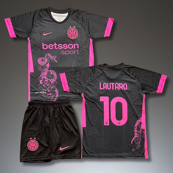 Set de joc fotbal fluorescent, copii și tineri Inter, Lautaro. Ediție neon roz șarpe