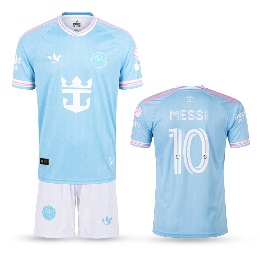 Set de joc fotbal, copii și tineri Inter Miami, Messi. Ediție specială albastru deschis