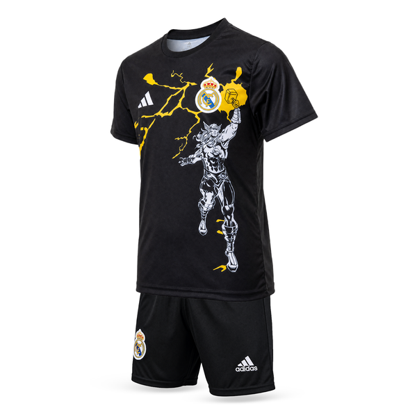 Real Madrid Copii Thor Edition Echipament De Fotbal, Bellingham. Thor Edition Negru