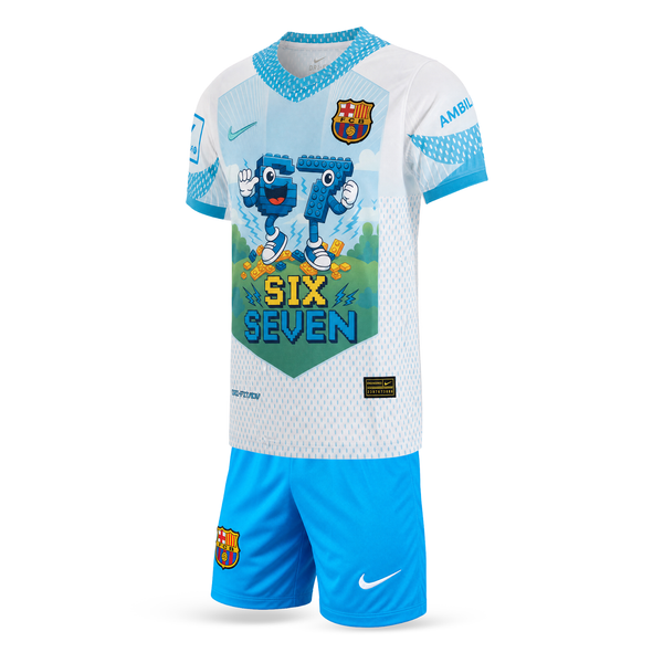 Barcelona Echipament De Fotbal Pentru Copii, Yamal. Six Seven Edition, Albastru Deschis