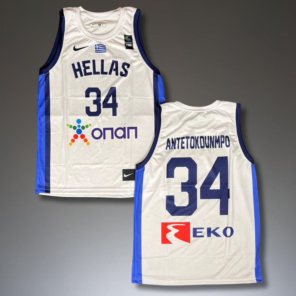 Tricou de baschet, bărbați, alb, Grecia, Antetokounmpo