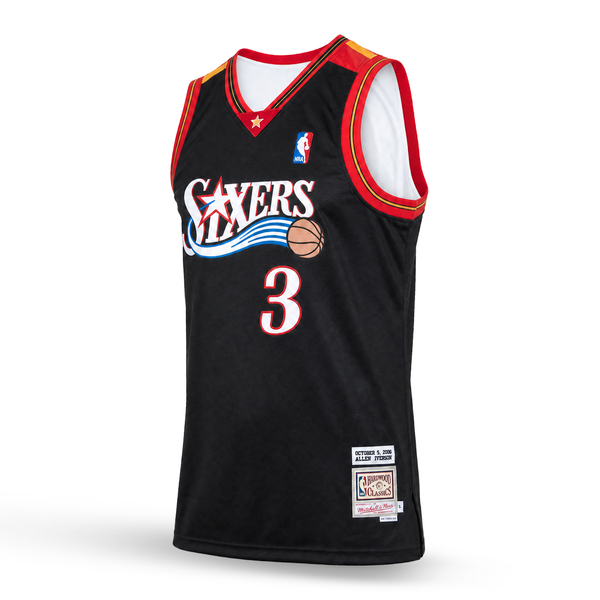 Philadelphia Sixers Tricou De Baschet Retro Pentru Bărbați, Iverson. Hardwood Classics, Negru
