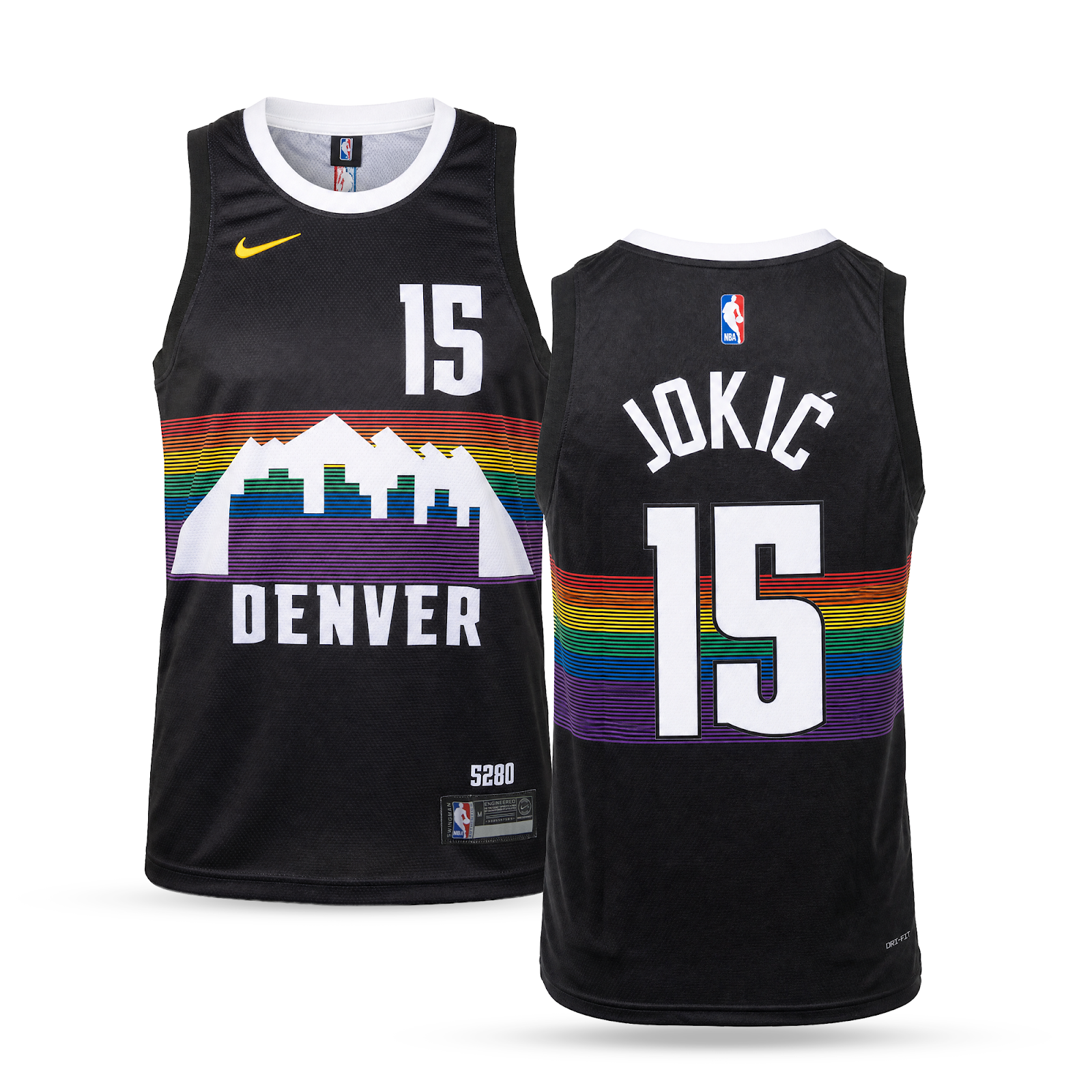 Denver Nuggets Tricou De Baschet Bărbătesc, Jokic. Negru