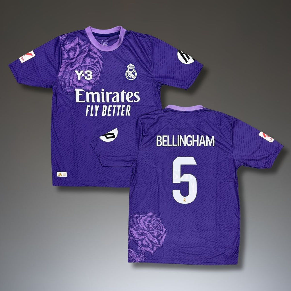 Tricou de fotbal, bărbați, violet, Real Madrid, Bellingham. Y3 ediție 24/25