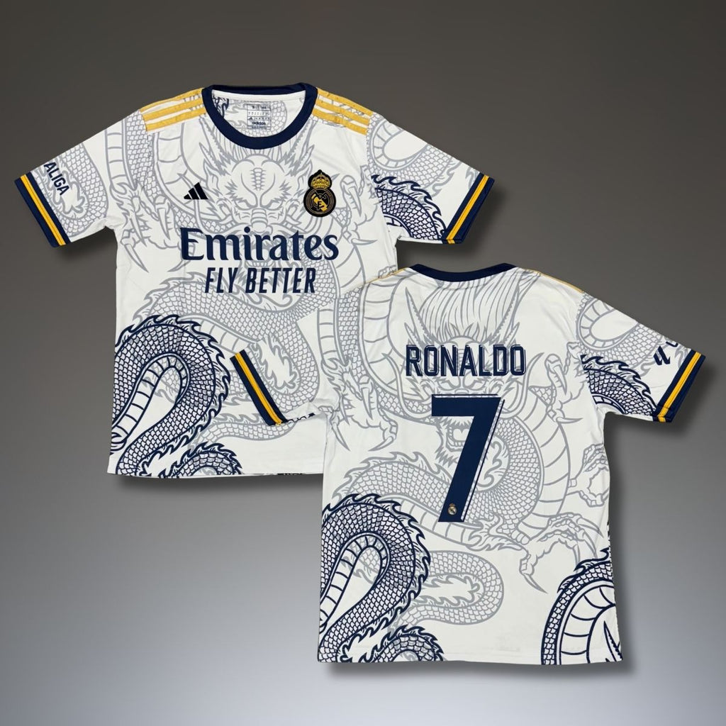 Tricou de fotbal, bărbați, alb, Real Madrid, Ronaldo. Ediția Dragon