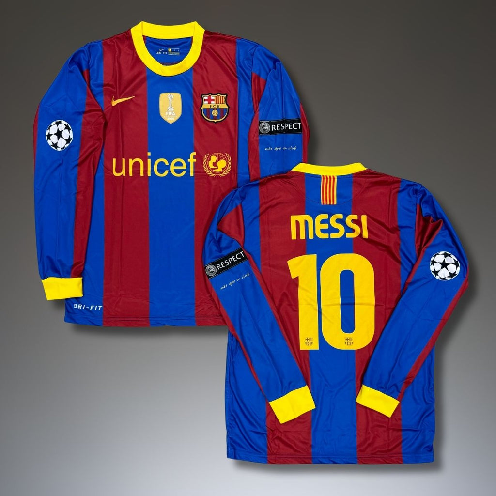 Tricou de fotbal cu mânecă lungă, bărbați, Barcelona, Messi. CWC 2009