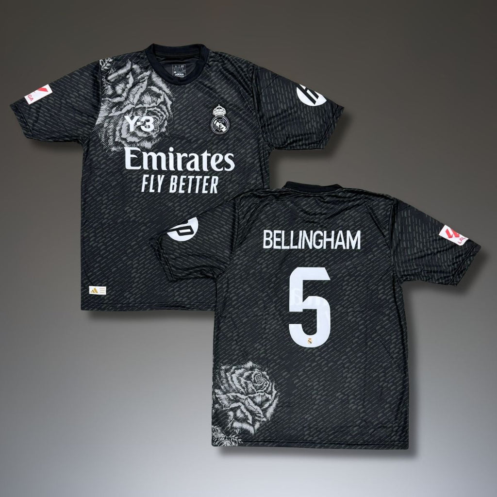 Tricou de fotbal, bărbați, negru, Real Madrid, Bellingham. Y3 ediție 24/25