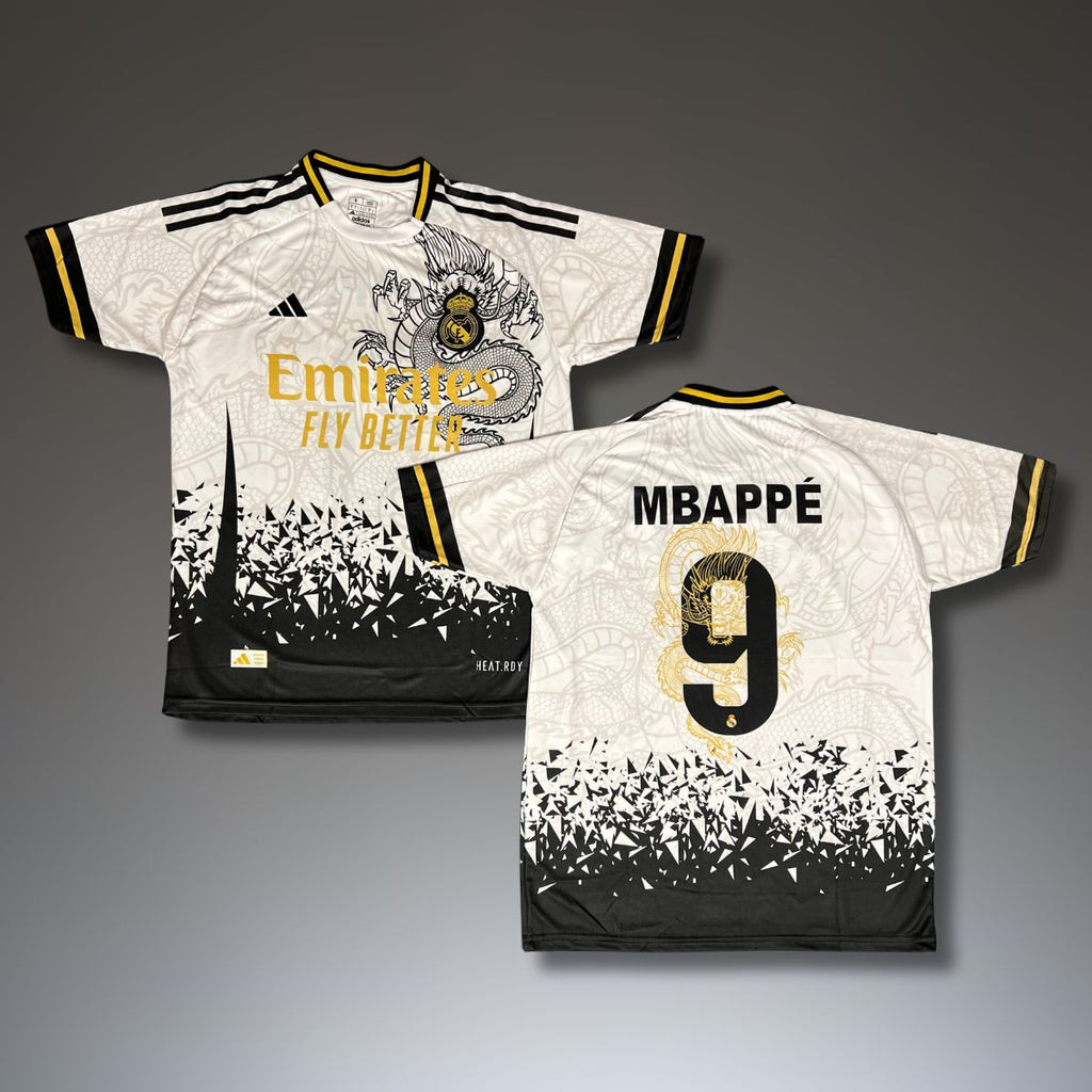 Tricou de fotbal pentru bărbați, alb, Real Madrid, Mbappé. Ediția Dragon 2024