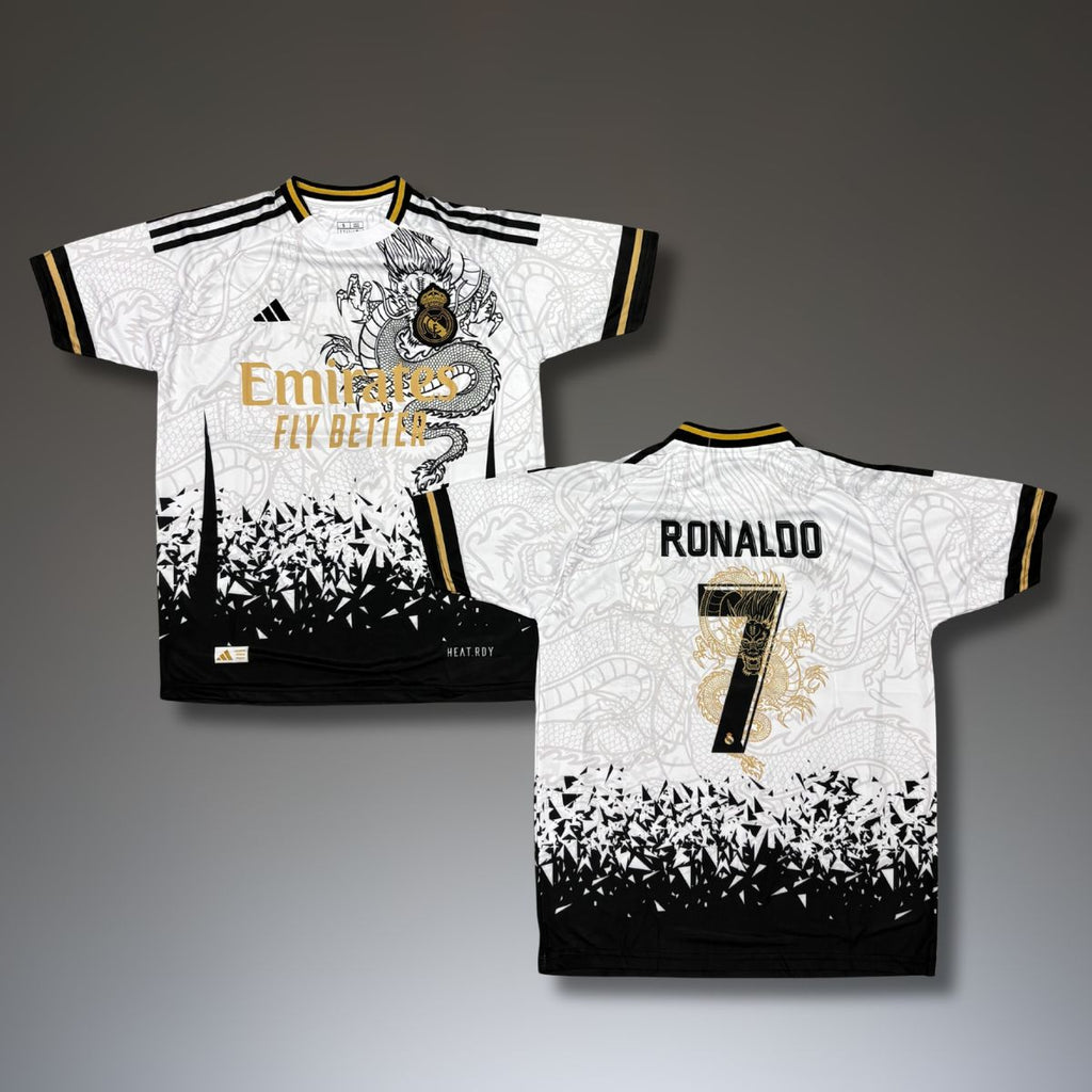 Tricou de fotbal pentru bărbați, alb, Real Madrid, Ronaldo. Ediția Dragon 2024