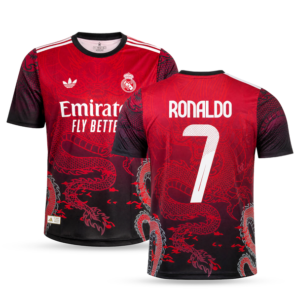 Tricou de fotbal pentru bărbați Real Madrid, roșu, Ronaldo. Ediția Dragon 2025