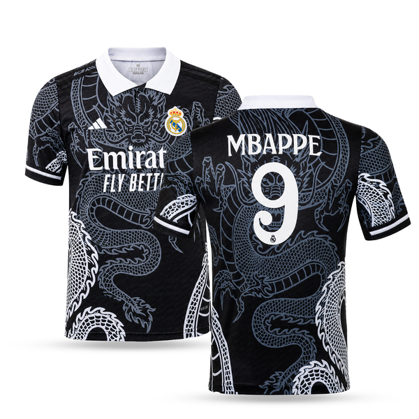 Tricou de fotbal Real Madrid pentru bărbați, Mbappe. Ediția dragonului negru 2025
