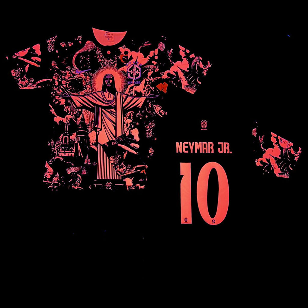Tricou de fotbal fluorescent pentru bărbați Brazilia, Neymar. Ediție roz neon 2025