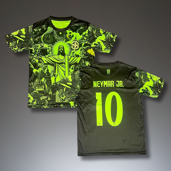 Tricou de fotbal fluorescent pentru bărbați Brazilia, Neymar. Verde neon ediția 2025