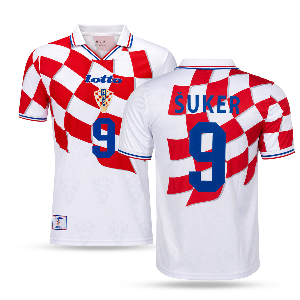 Tricou de fotbal pentru bărbați Croația, Shuker. Cupa Mondială Franța 1998