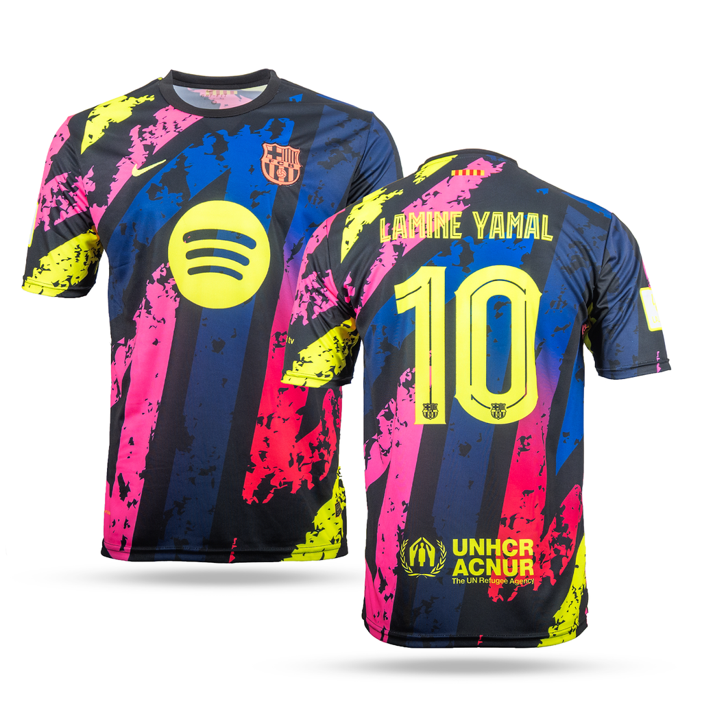 Tricou de fotbal fluorescent pentru bărbați Barcelona, Yamal. Ediție în culori neon