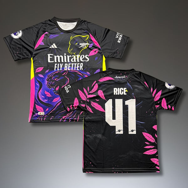 Tricou de fotbal fluorescent pentru bărbați Arsenal, Rice. Ediție neon roz panteră