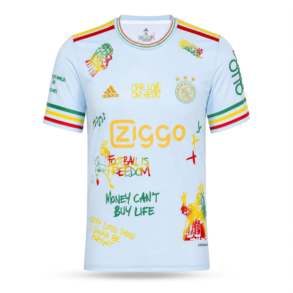 Tricou de fotbal pentru bărbați Ajax. Albastru deschis Ediție Bob Marley
