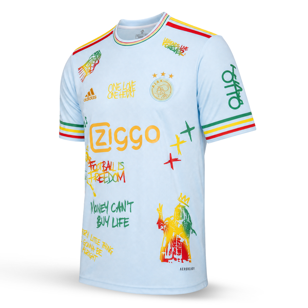 Tricou de fotbal pentru bărbați Ajax. Albastru deschis Ediție Bob Marley